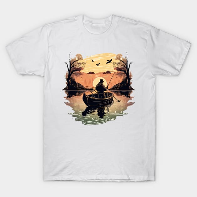 Fishing at Sunset T-Shirt by BestWithInk